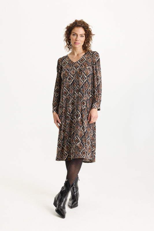 Lucy-mekko iN FRONT – suklaanruskea laskeutuva mekko 3/4-hihoilla